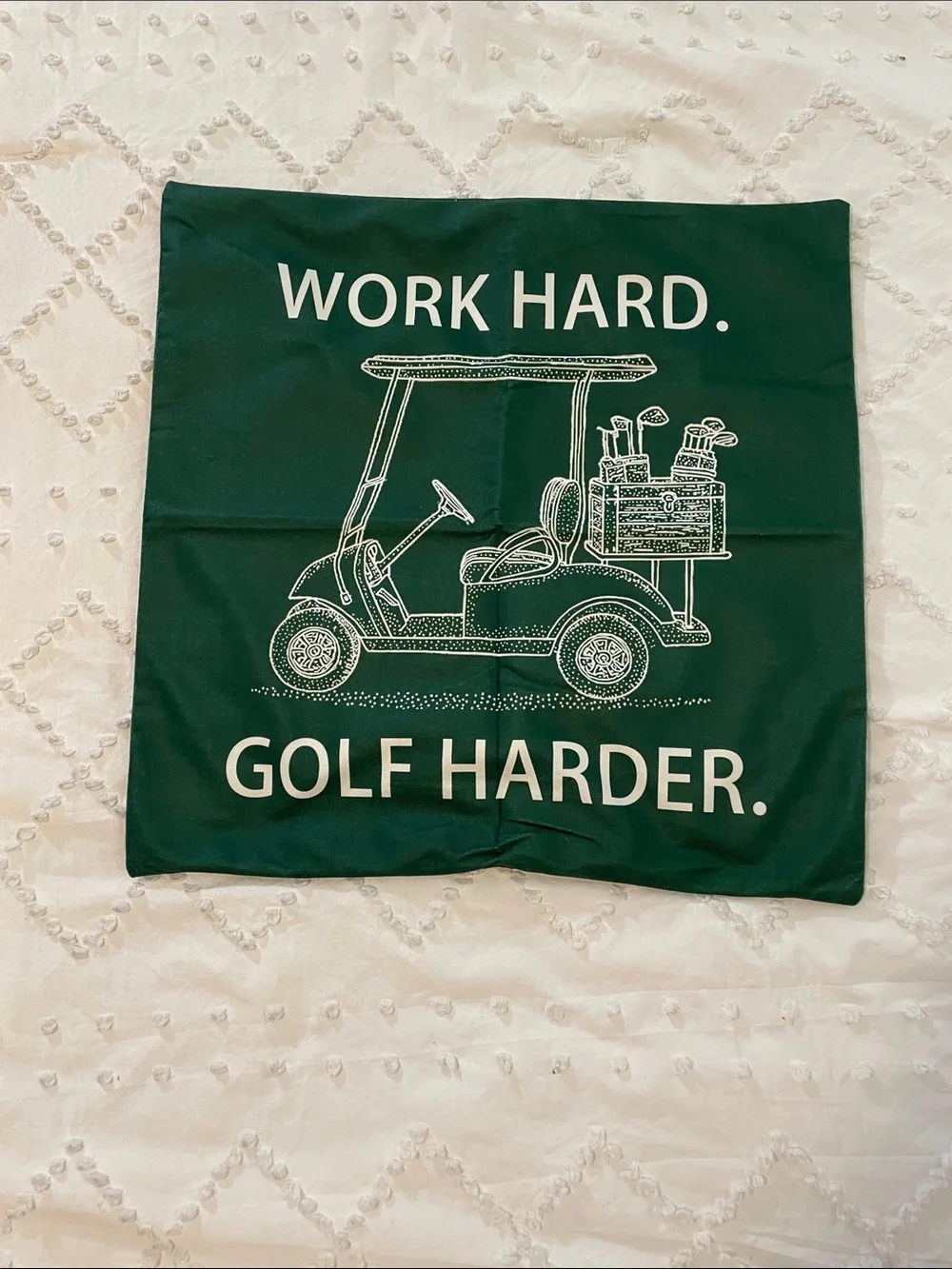 Work Hard Golf Harder Green Golf Cart pillow cover new